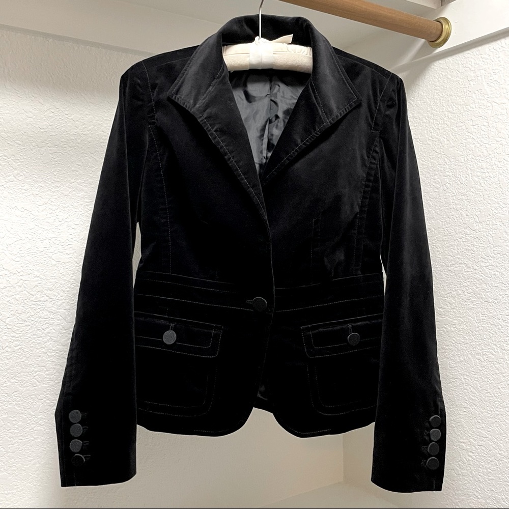 TALBOTS•Black Velour Single Button Jacket Blazer | Sz 4